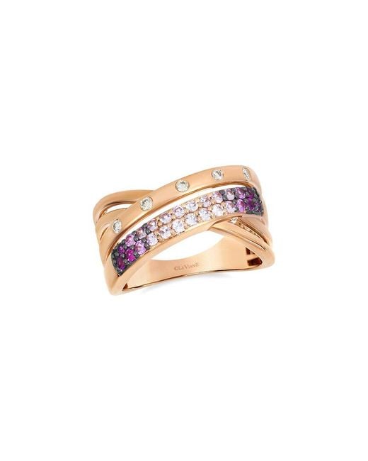 Le Vian White Gladiator 14K Rose 0.56 Ct. Tw. Diamond & Sapphire Cocktail Ring