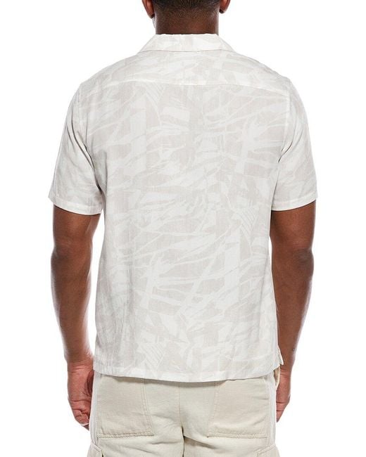 Theory White Irving Abstract Button Front Shirt for men