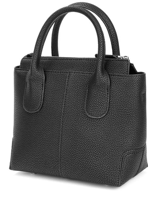 Tiffany & Fred Paris Black Quilted Canvas & Leather Top-Handle Crossbody