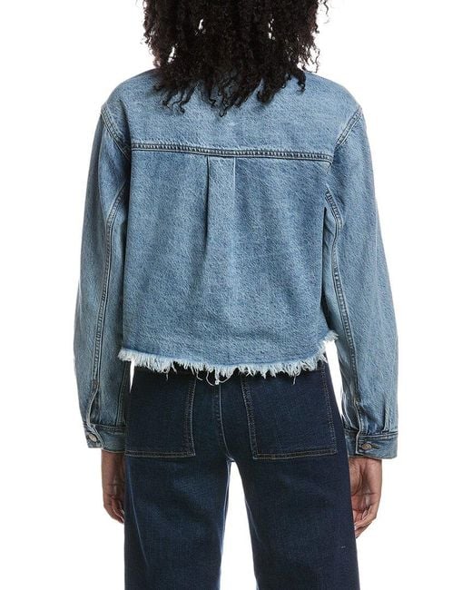 Current/Elliott Blue Drop Shoulder Cropped Denim Jacket