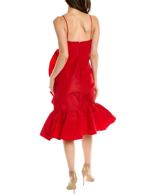 Carolina Herrera Red Sweetheart Silk Cocktail Dress