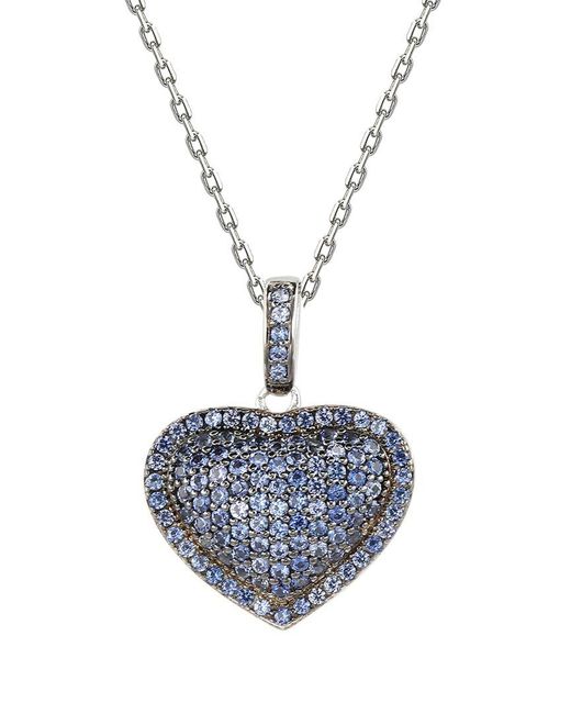 Suzy Levian Blue Silver 0.02 Ct. Tw. Diamond & Sapphire Pendant