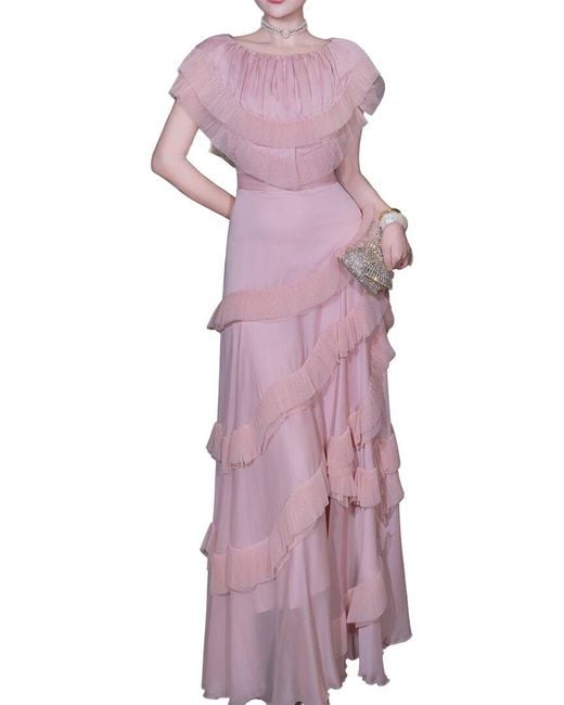 BURRYCO Purple Embellished Short Sleeve Maxi Dress