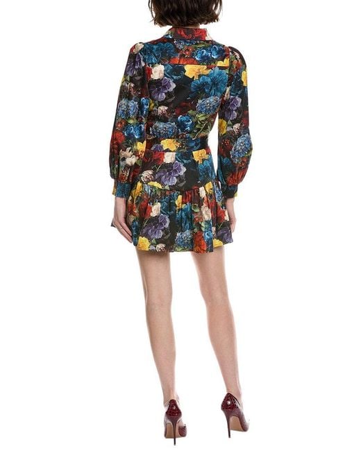 Alice + Olivia Black Lily Drop Waist Slim Shirt Dress