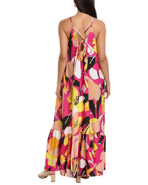 Ted Baker Red Strappy Linen-blend Maxi Dress