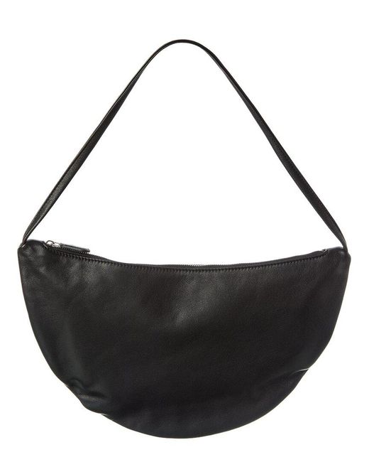 The Row Black Lizzy Small Leather Hobo Bag