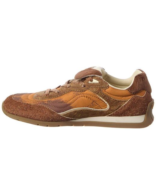 Fendi Brown Wave Pulse Tech Fabric & Suede Sneaker