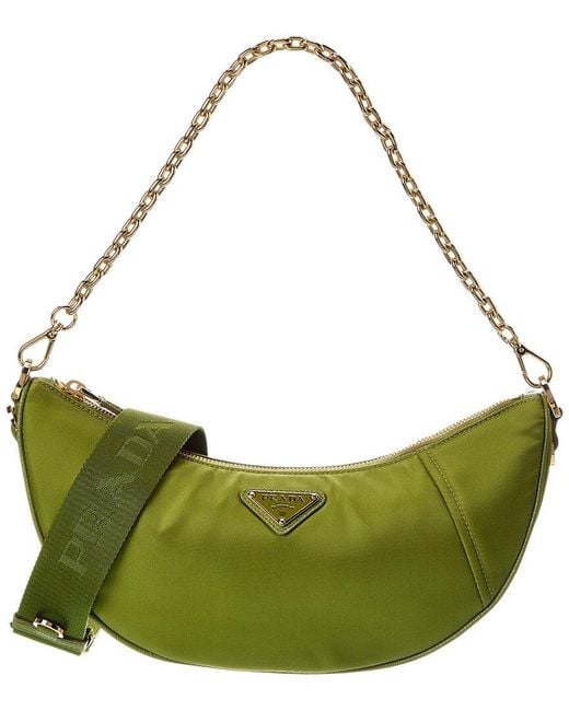 Prada Green Demi-Lune Re-Nylon Hobo Bag