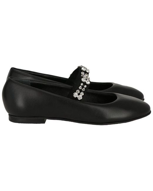 Casadei Black Leather Ballet Flat