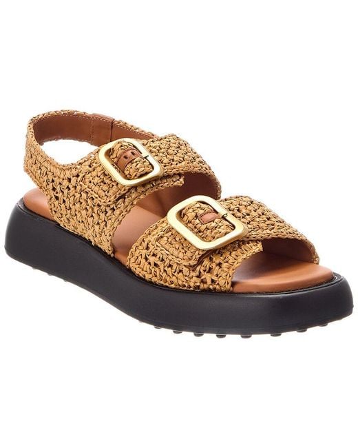Tod's Brown Gomma Raffia Sandal