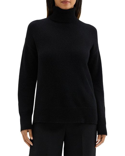 Theory Black Slouchy Turtleneck Cashmere Sweater