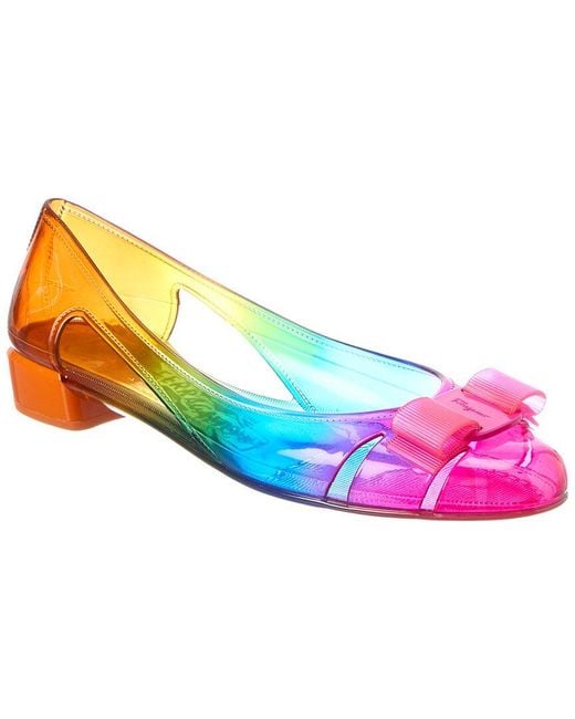 Ferragamo Pink Vara Jelly Ballet Flat