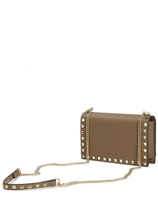 Tiffany & Fred Paris Brown Studded Fold-over Leather Clutch