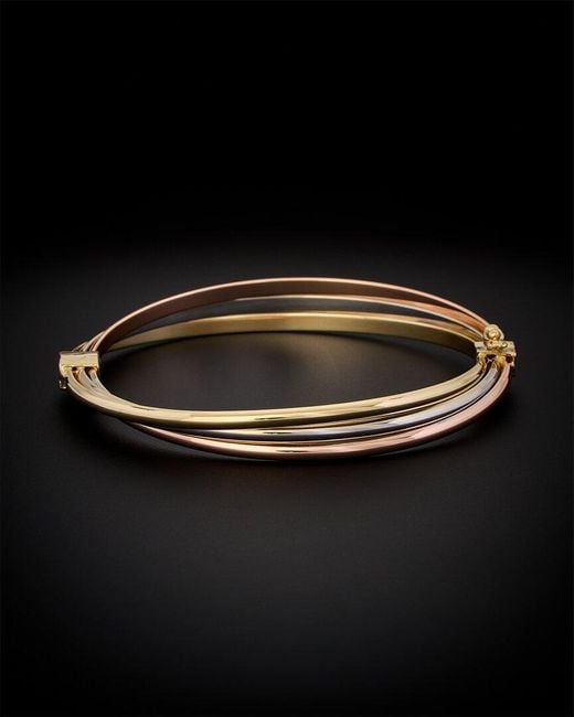 Italian Gold Black 14k Tri-tone Triple Bangle Bracelet