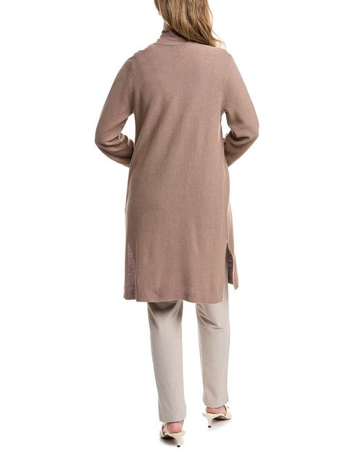 Eileen Fisher Natural Long Linen-Blend Cardigan