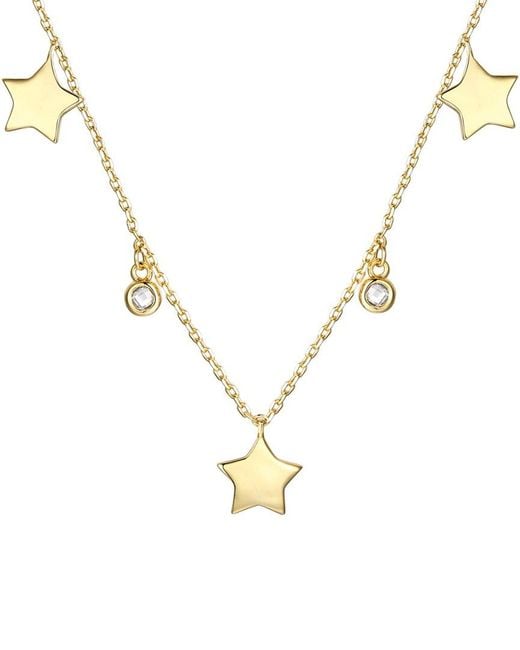 Rachel Glauber Metallic 14k Plated Cz Star Charm Necklace