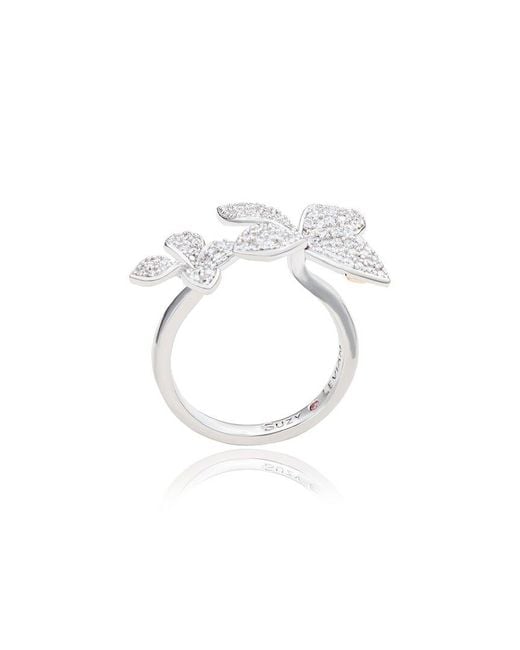 Suzy Levian White Silver Cz Ring