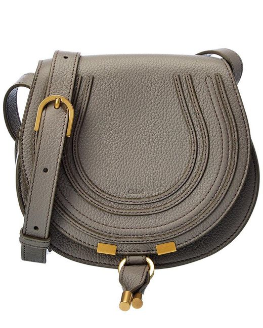 Chloé Gray Marcie Small Leather Saddle Bag