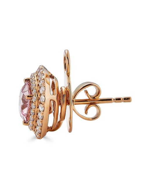 Diana M Pink Fine Jewelry 18K Rose 2.27 Ct. Tw. Diamond & Light Tourmaline Studs