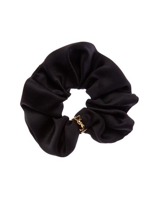 Saint Laurent Cassandre Silk Twill Scrunchie in Black | Lyst UK display picture 1