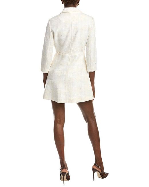 Maje White Tweed Wool-Blend Coat Dress