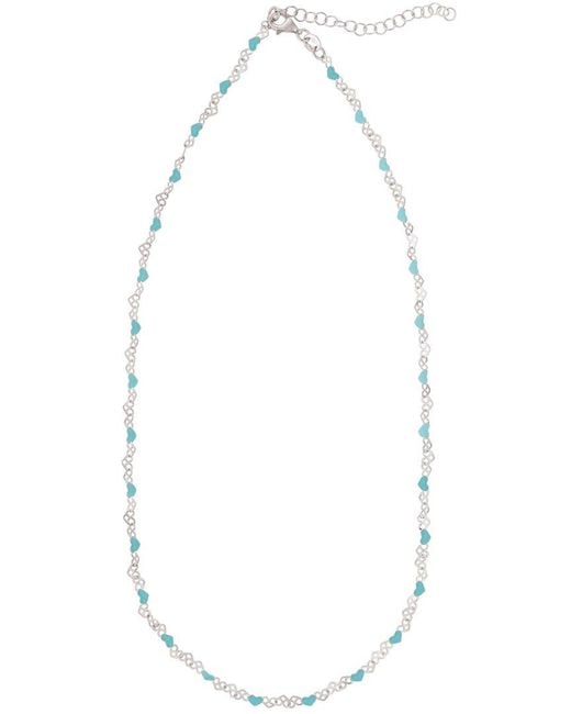 Italian Silver White 14K Plated Hearts Necklace