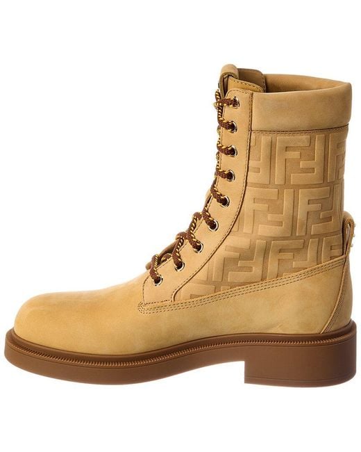 Fendi Natural Filo Leather Combat Boot