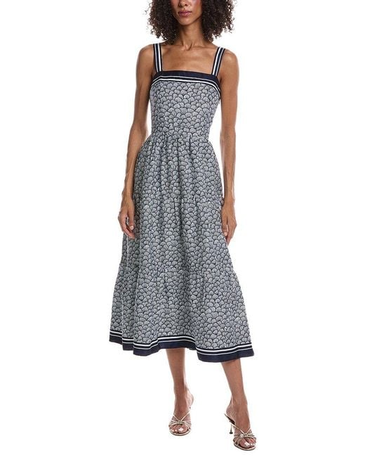 Cece Blue Tank Square Neck Tiered Maxi Dress