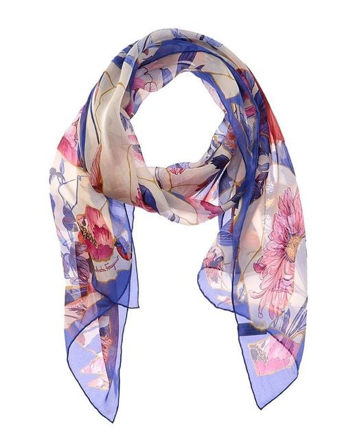 Ferragamo Blue Silk Scarf
