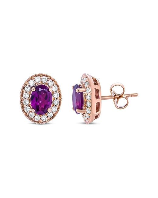 Haus of Brilliance Pink Colorful Gemstones 14K Rose 2.40 Ct. Tw. Diamond & Garnet Stud Earrings