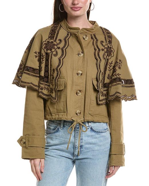 Free People Green Bali Hideaway Cutwork Jacket