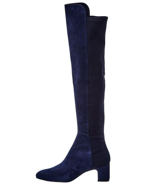 Navy blue suede deals over the knee boots