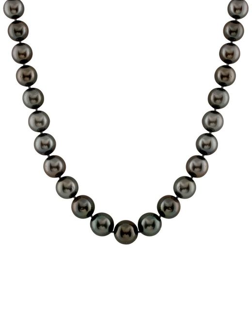 Splendid Metallic 14K 0.25 Ct. Tw. Diamond & 10.1-12.4Mm Tahitian Pearl Necklace