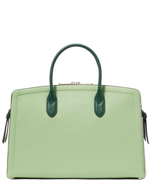 Kate Spade Green Knott Colorblocked Pebbled Leather Commuter Laptop Bag