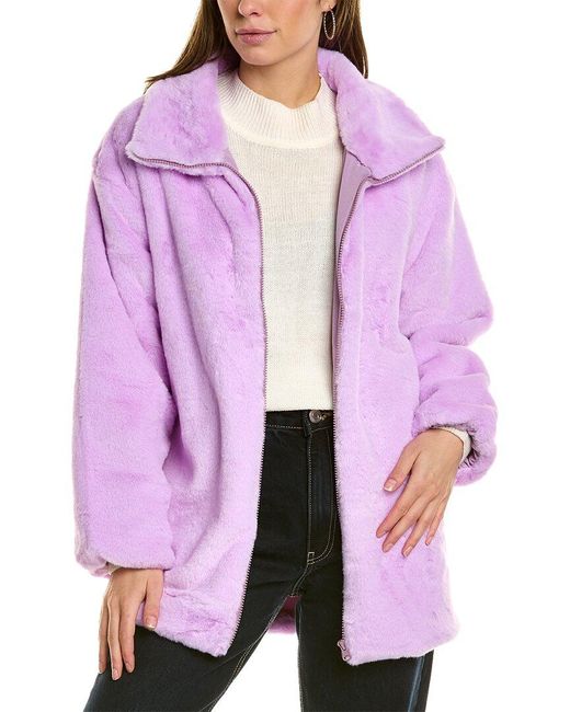 Adrienne Landau Purple Fuzzy Coat