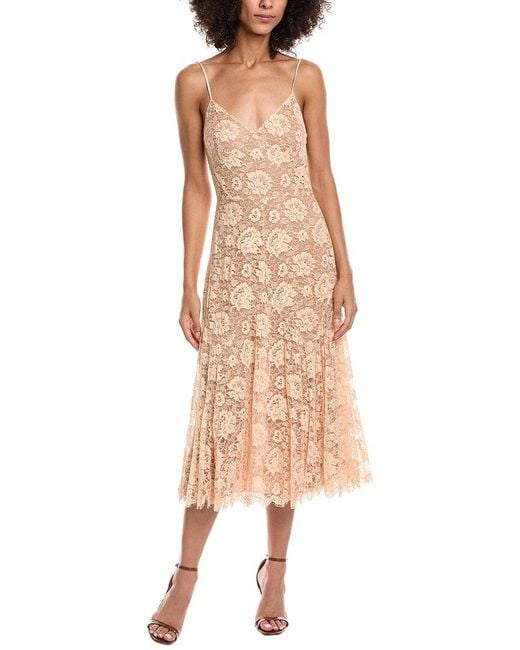 Michael Kors Natural Lace Silk-Lined Slip Dress