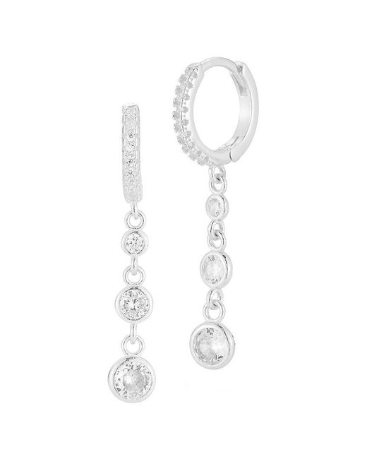Sphera Milano White Silver Cz Drop Earrings