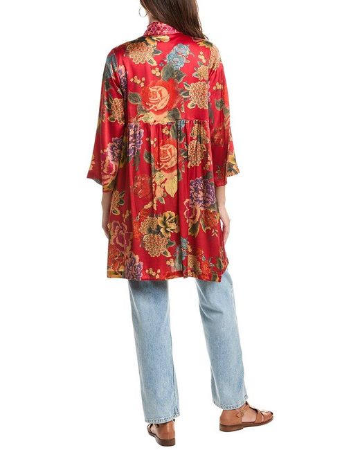Johnny Was Red Silk-Blend Kimono