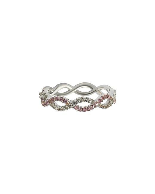 Suzy Levian Metallic Silver Diamond & Sapphire Eternity Ring