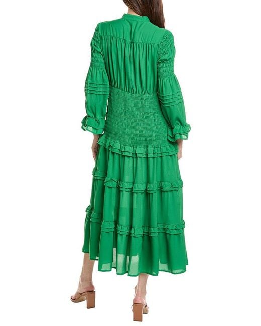 Nancy Yang Green Long Sleeve Maxi Dress