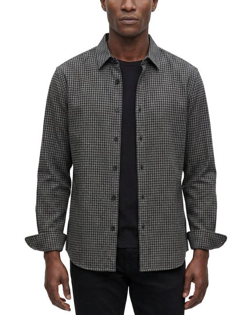 Theory Gray Irving Gingham Shirt for men