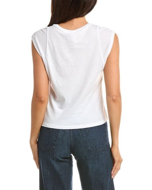 Tahari White Extended Shoulder Crewneck Sweater
