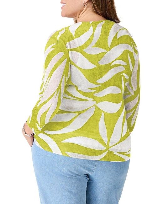 NIC+ZOE Yellow Plus Meadow Mix 4-Way Linen-Blend Cardigan