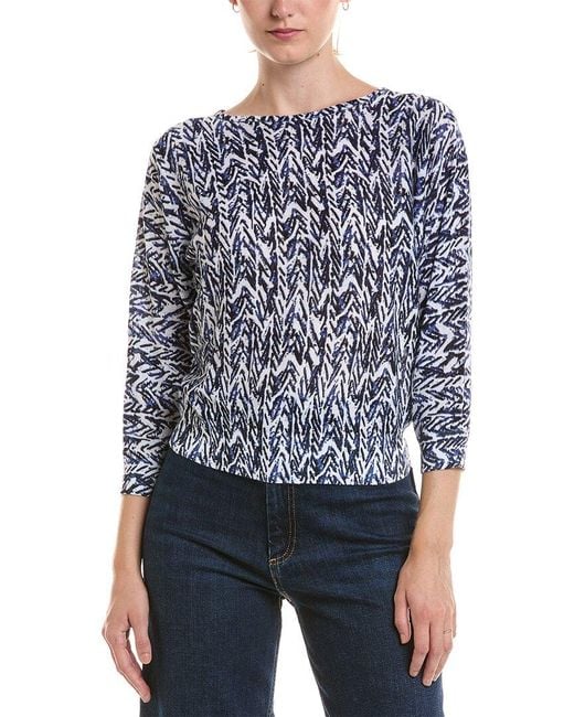 NIC+ZOE Blue Crosshatch Sweater
