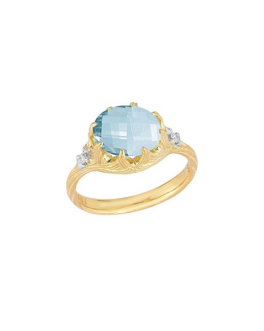 Reiss 14k 4.30 Ct. Tw. Diamond & Blue Topaz Cocktail Ring