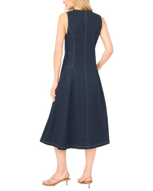 Ted Baker Blue Mia Collarless Midi Dress