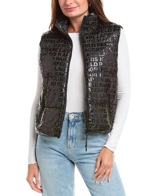 Karl Lagerfeld Black Logo Puffer Vest