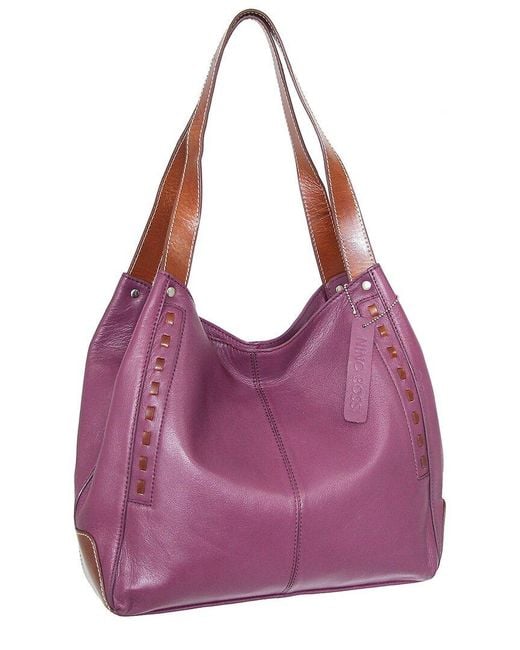 Nino Bossi Purple Alyssa Durable Leather Satchel