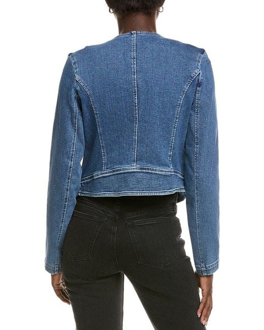 7 For All Mankind Blue Collarless Jacket
