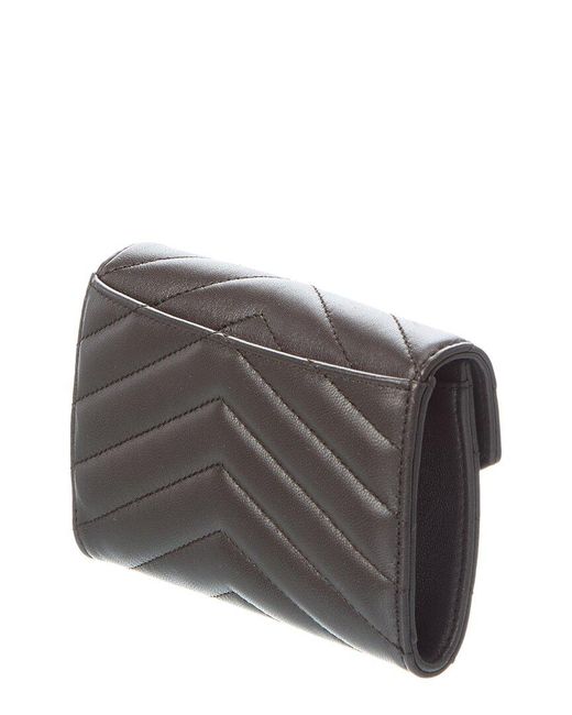 Saint Laurent Gray Small Matelasse Leather Envelope Wallet